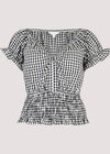 Gingham Smock Detail Top, Black, large