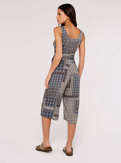 Patchwork Tile Cullotte Jumpsuit