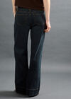 Pinstripe Wide-Leg Denim Jeans, Navy, large