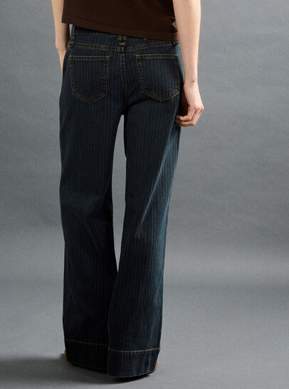 Pinstripe Wide-Leg Denim Jeans