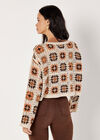 Crochet Squares Cropped Jumper, Stone, large