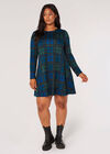 Curve Check Swing Mini Dress , Blue, large