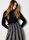 Geometric Stripe Knitted Midi Dress, Black, large