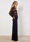 Check Print Cropped Shirt, Brown, large