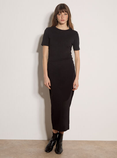 Cotton Ruched T-Shirt Maxi Dress