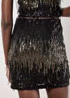 Sequin Fringe Bodycon Mini Skirt, Black, large