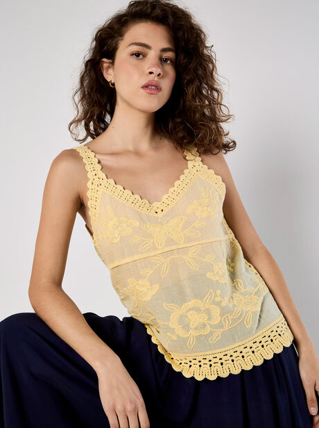 Embroidered Crochet Top