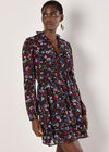 Floral Ruffle Chiffon Mini Dress, Red, large