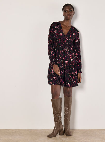 Leaf Print Mini Dress