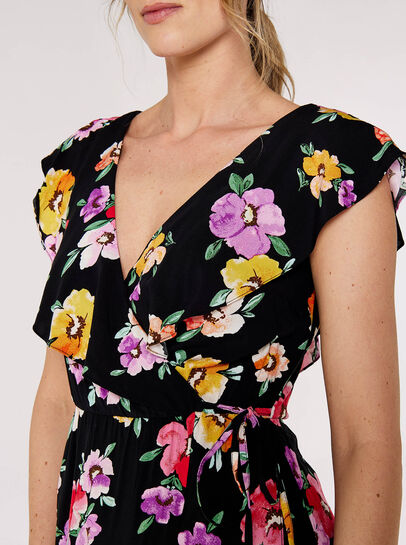 Floral Wrap Midi Dress