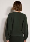 Ribbed Knit Batwing Jumper, Green, large
