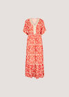 Ikat Swirl Shimmer Maxi Dress, Orange, large