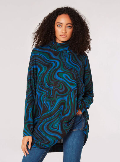 Oversized Batwing Swirl Knit Top