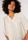 Satin Smock Detail Blouse, Stone, large