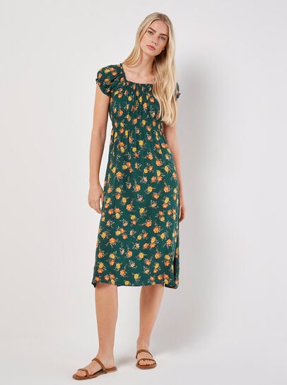 Vintage Rose Milkmaid Midi Dress
