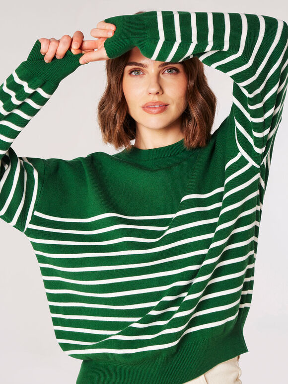 Classic Stripe Jumper, Green, large