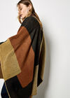 Colour Block Blanket Cape, Brown, large