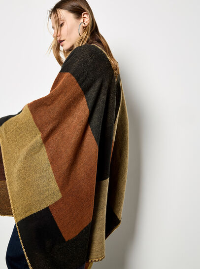 Colour Block Blanket Cape