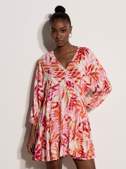 Tropical Leaf Mini Dress