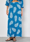 Tropical Leaf Bias Maxi Skirt, Blue, large