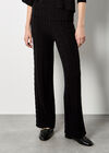 Twisted Cable Knit Wide Leg Trousers, Black, large