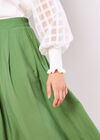 Pleated A-Line Midi Skirt, Green, large