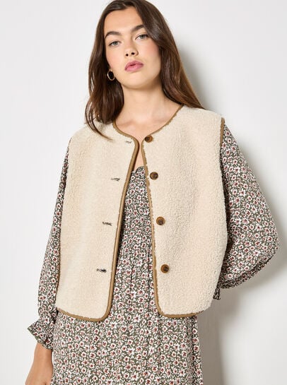 Reversible Borg Suede Gilet