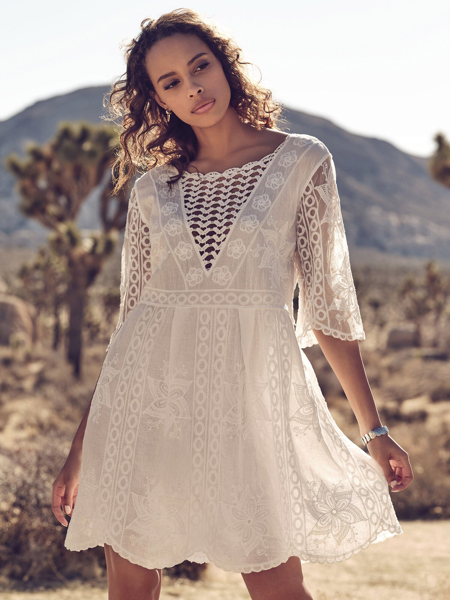 Embroidered Dress Apricot Clothing