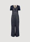 Lined Ornate Lace Jumpsuit, Navy, large