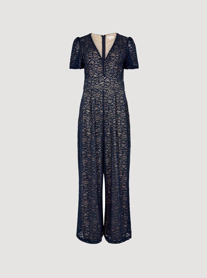 Lined Ornate Lace Jumpsuit