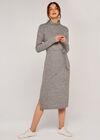 Ribbed Roll Neck Dress, Grey, large