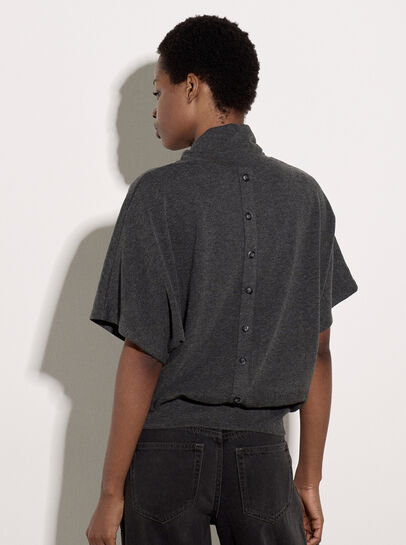 Button Back Soft Knit Top