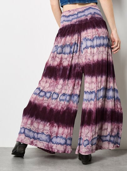 Tie Dye Stripe Crinkle Palazzo Trousers