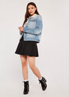 Denim Teddy Fur Lined Jacket, Blue, large