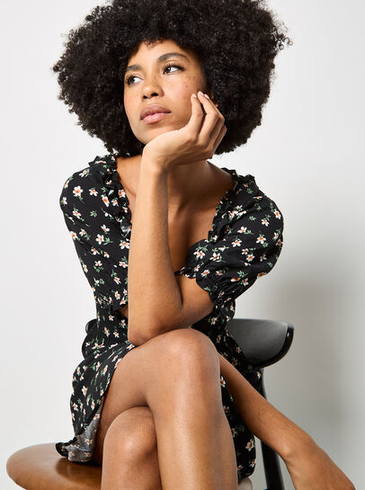 Floral Ruffle Milkmaid Mini Dress