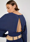 Split Back Crop Top, Navy, large