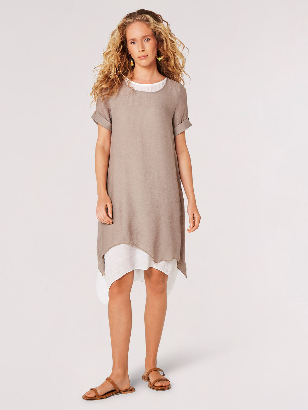 Slub Shimmer Tunic Mini Dress
