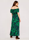 Tropical Silhouette Print Bardot Dress, Green, large