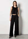 Scallop Sequin Crop Top, Black, large