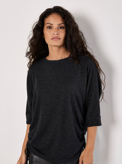 Soft Touch Drawstring Batwing Top