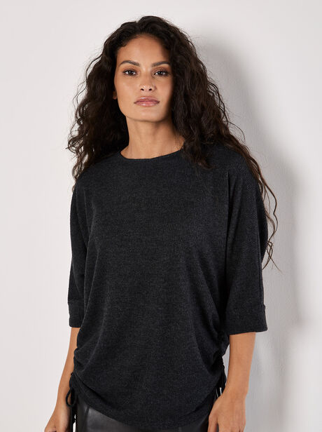 Soft Touch Drawstring Batwing Top