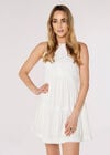 Boho Tiered Mini Dress, White, large