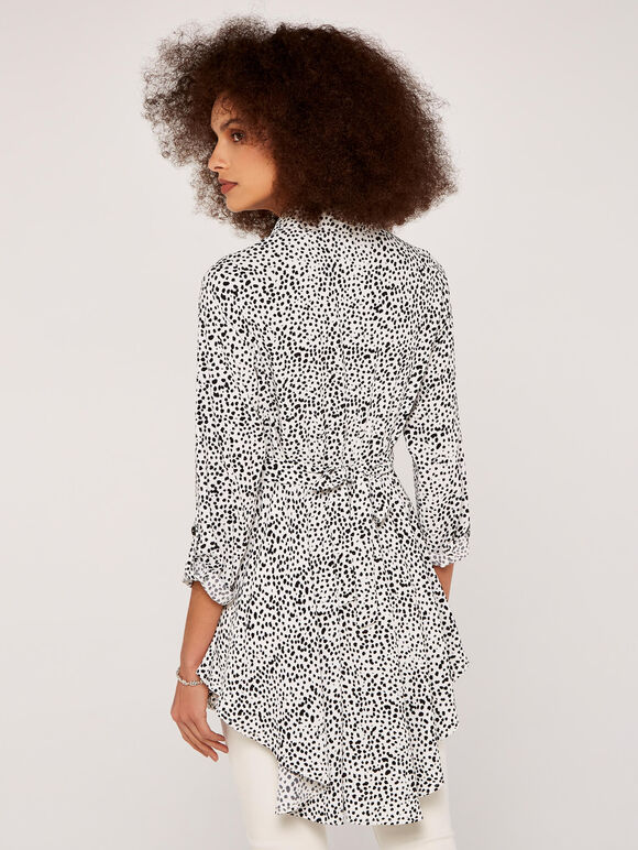 Printed Hanky Hem Dress, Cream, large