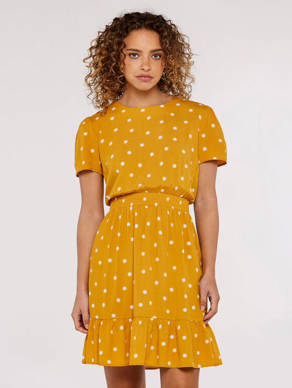 Sunspot Smocked Mini Dress, Mustard, large