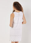 Cotton Broderie Shift Mini Dress, White, large