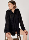 Oversized Chiffon Shirt, Black, large