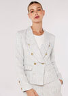 Tweed Cropped Blazer, Blue, large