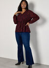 Curve Geo Print Chiffon Blouse, Burgundy, large