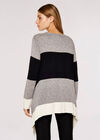 Statement Colourblock Waterfall Jumper, Gris, grand