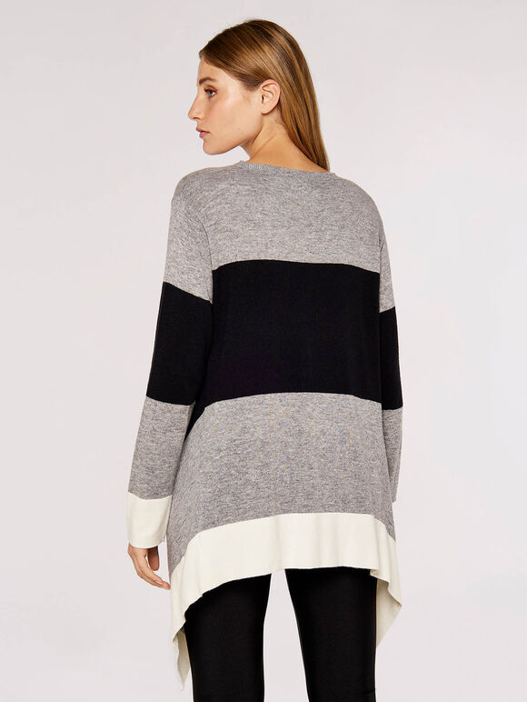 Statement Colourblock Waterfall Jumper, Grey, large